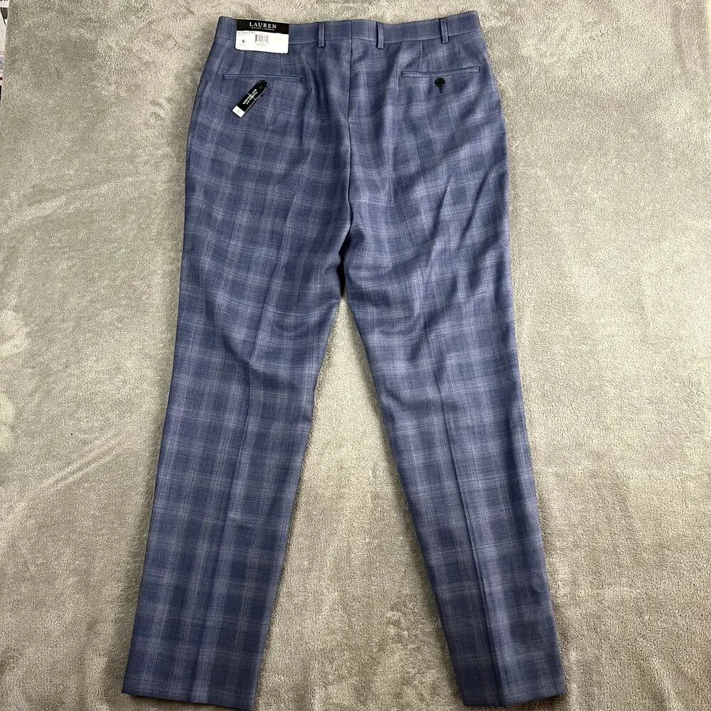 Ralph Lauren Black Label Edgewood Classic Plaid Suit Pants Mens 36 x 32 Blue NWT
